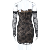 Fashion hot girl sexy one-shoulder lace patchwork hip skirt - Thumbnail 6