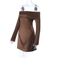 Sexy hip skirt one shoulder mini long sleeve dress - Thumbnail 1