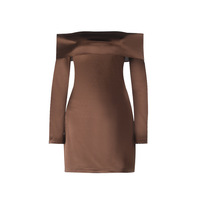 Sexy hip skirt one shoulder mini long sleeve dress - Thumbnail 3