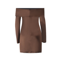 Sexy hip skirt one shoulder mini long sleeve dress - Thumbnail 4