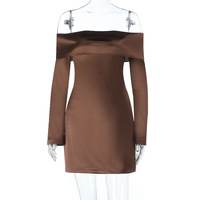 Sexy hip skirt one shoulder mini long sleeve dress - Thumbnail 5