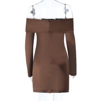 Sexy hip skirt one shoulder mini long sleeve dress - Thumbnail 6