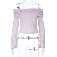 Sexy Slim Fit 3D Flower Gathered Long Sleeve Top - Thumbnail 4