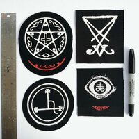 Satanic Symbols Goth Metal Sew-on Patch Set Collection - Thumbnail 4