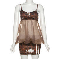 Solid color splicing irregular suspender slim fashion dress - Thumbnail 2