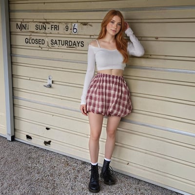 Retro plaid trendy versatile fashion high waist skirt