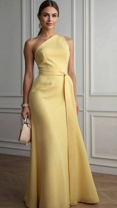 Elegant Sheath Yellow Mother of the Bride/ Groom Dresses Formal Evening Gown