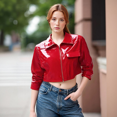 Solid color straight shoulder temperament loose coat - Thumbnail 3