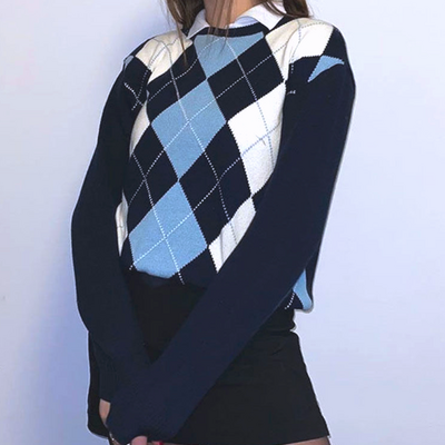 High school argyle jumper
