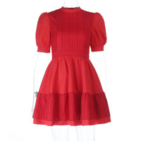 Pearl red dress new versatile comfortable slim hot girl skirt - Thumbnail 1
