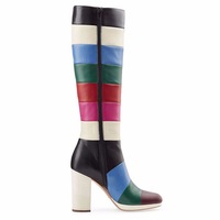 Contrast color block women's rainbow boots - Thumbnail 2