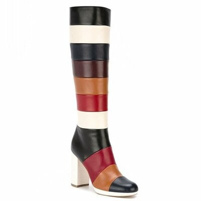 Contrast color block women's rainbow boots