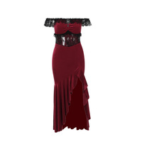 Sexy one-shoulder velvet irregular dress - Thumbnail 1