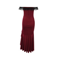 Sexy one-shoulder velvet irregular dress - Thumbnail 6