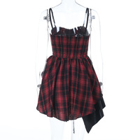 Irregular punk hottie plaid skirt subculture temperament all-match dark style long skirt - Thumbnail 2