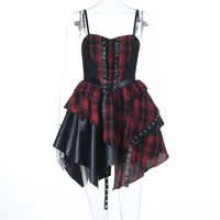 Irregular punk hottie plaid skirt subculture temperament all-match dark style long skirt - Thumbnail 3