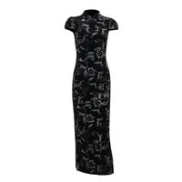 New Chinese style hot stamping improved cheongsam slit dress - Thumbnail 3