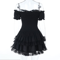 One-shoulder two-wear dress subculture Gothic style sexy hot girl slim short skirt - Thumbnail 4