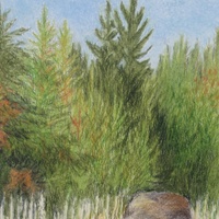 Scarecrow And Scaredy Cat, Original colored pencil artwork, By N.E.Thompson, size 11x17 inches - Thumbnail 2