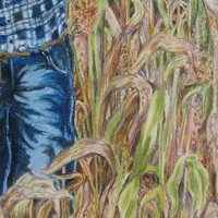Scarecrow And Scaredy Cat, Original colored pencil artwork, By N.E.Thompson, size 11x17 inches - Thumbnail 6