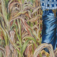 Scarecrow And Scaredy Cat, Original colored pencil artwork, By N.E.Thompson, size 11x17 inches - Thumbnail 7