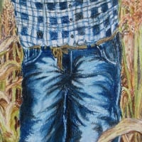 Scarecrow And Scaredy Cat, Original colored pencil artwork, By N.E.Thompson, size 11x17 inches - Thumbnail 8