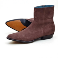 Crafted Leather Classic Brown Suede Leather Side Zipper Jodhpur Boot - Thumbnail 2