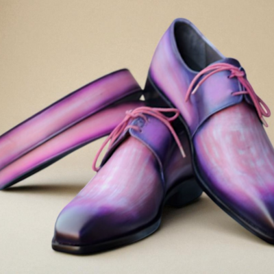 Crafted leather classic men pink patina leather oxford dress shoes - Thumbnail 1