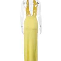 Sexy Temperament Long Dress with Tie-neck and Backless Ribbon - Thumbnail 3