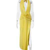 Sexy Temperament Long Dress with Tie-neck and Backless Ribbon - Thumbnail 4