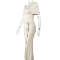 Sexy off-shoulder dress with ribbons and pleated maxi dress - Thumbnail 3