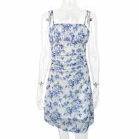 Summer seaside suspender dress for women sexy floral suspender waist dress - Thumbnail 1