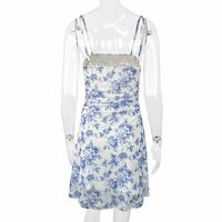 Summer seaside suspender dress for women sexy floral suspender waist dress - Thumbnail 4