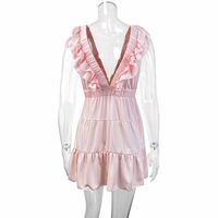 Sexy slim sleeveless deep V-neck ruffled sexy temperament dress - Thumbnail 3