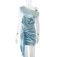 Sexy pleated dress with ribbons and off-the-shoulder short sleeves - Thumbnail 4