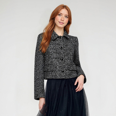 Stylish single-breasted sequined textured overcoat