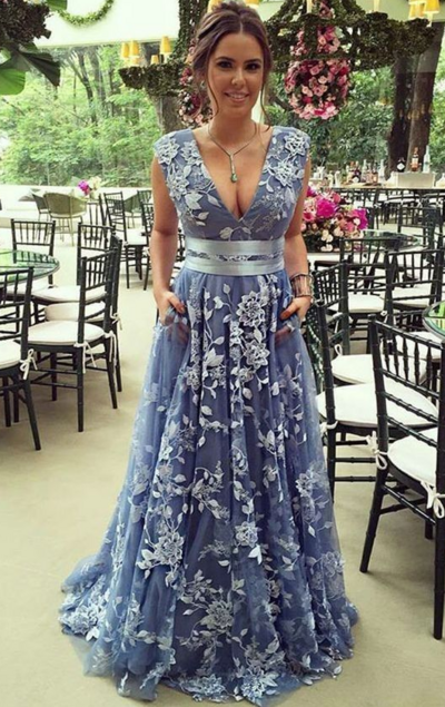 Simple A Line Mother of Bride/ Groom Dress With Lace Appliques Prom Dress