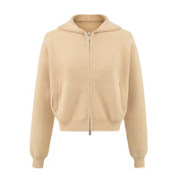 Slouchy Hooded Zipper Long Sleeve Cardigan - Thumbnail 2