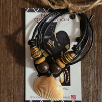 SEASHELL WARRIOR NECKLACE/CHOKER 🐚💫 READY-MADE ⏳️🎨 UNISEX (ADJUSTABLE) By Nubian Collection Artwear 👑 - Thumbnail 3