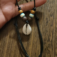 COWRIE SHELL WARRIOR NECKLACE/CHOKER 🐚💫 READY-MADE ⏳️🎨 UNISEX (ADJUSTABLE) By Nubian Collection Artwear 👑 - Thumbnail 1