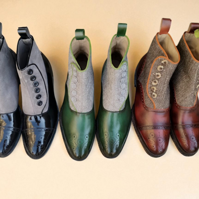 Crafted leather classic 3 pair in same style but different in color dress shoes