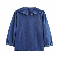 Fashionable and versatile lace-trimmed denim shirt - Thumbnail 1