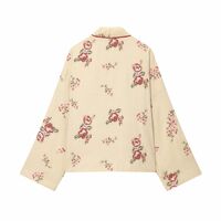 Fashionable flower embroidered V-neck long-sleeved cotton jacket - Thumbnail 2