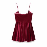 Autumn and winter fashionable velvet mini short suspender dress - Thumbnail 1