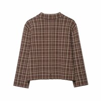 Fashionable and versatile plaid knitted jacket - Thumbnail 1