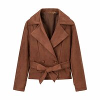 Fashionable suit collar deerskin double-breasted jacket - Thumbnail 1