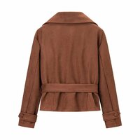 Fashionable suit collar deerskin double-breasted jacket - Thumbnail 2