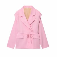 Fashionable and versatile wide shoulder belt silhouette suit jacket - Thumbnail 1