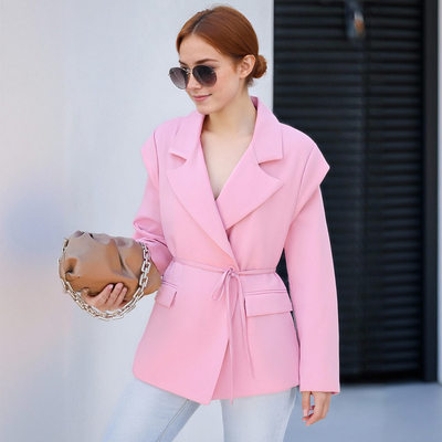 Fashionable and versatile wide shoulder belt silhouette suit jacket - Thumbnail 3