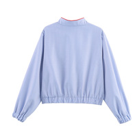 Fashionable Striped Heart Patch Zipper Pocket Jacket - Thumbnail 1
